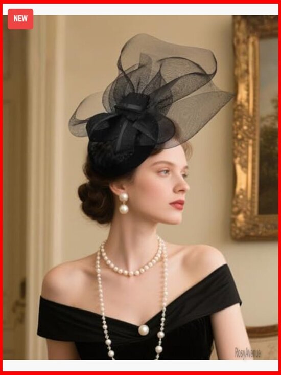 Derby Fascinator Hat with Mesh Crown for Tea Parties and Events main image 5